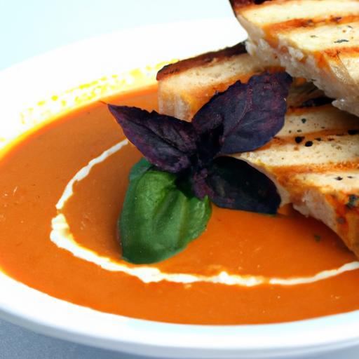 Cozy Comfort: Tomato Basil Soup Paired with Grilled Cheese