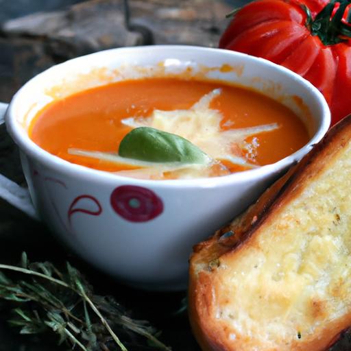 Cozy Comfort: Tomato Basil Soup Paired with Grilled Cheese