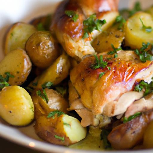 Golden One-Pan Roasted Chicken and Potatoes Delight