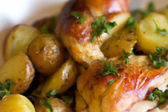 Golden One-Pan Roasted Chicken and Potatoes Delight